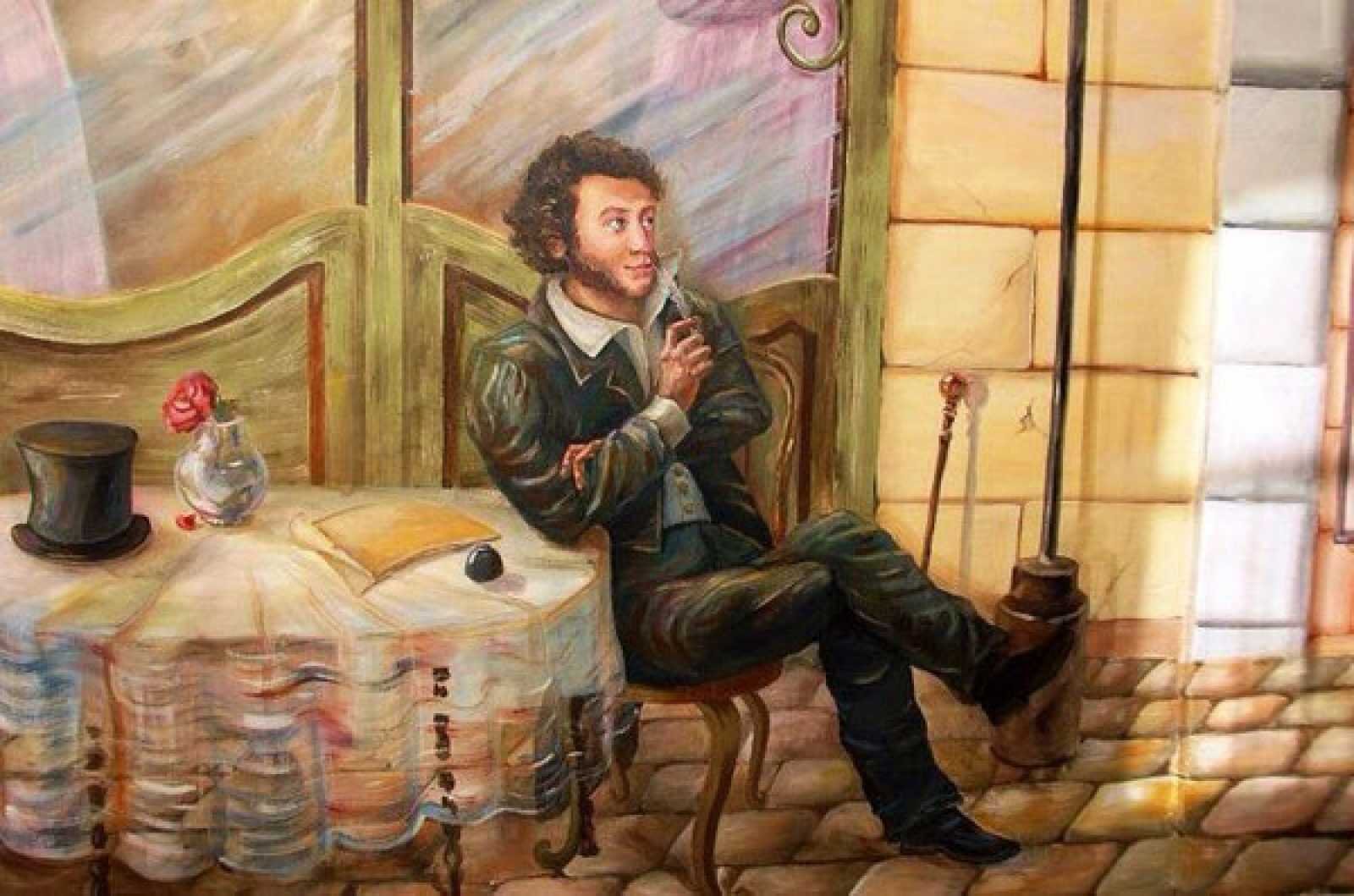 Не ужинать святой закон кому. Картина Пушкин картежник. Пушкин курит картина.