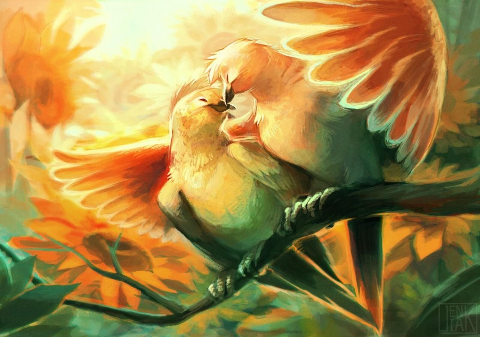 Добро картинки красивые необычные. Птица арт. Влюбленные птицы. Птица любви. Две влюбленные птицы.