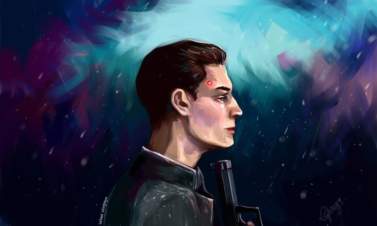 Арт человека. Connor Detroit Art. Коннор Детройт арты. Dbh Connor Arts. Detroit become Human Коннор грустные арты.