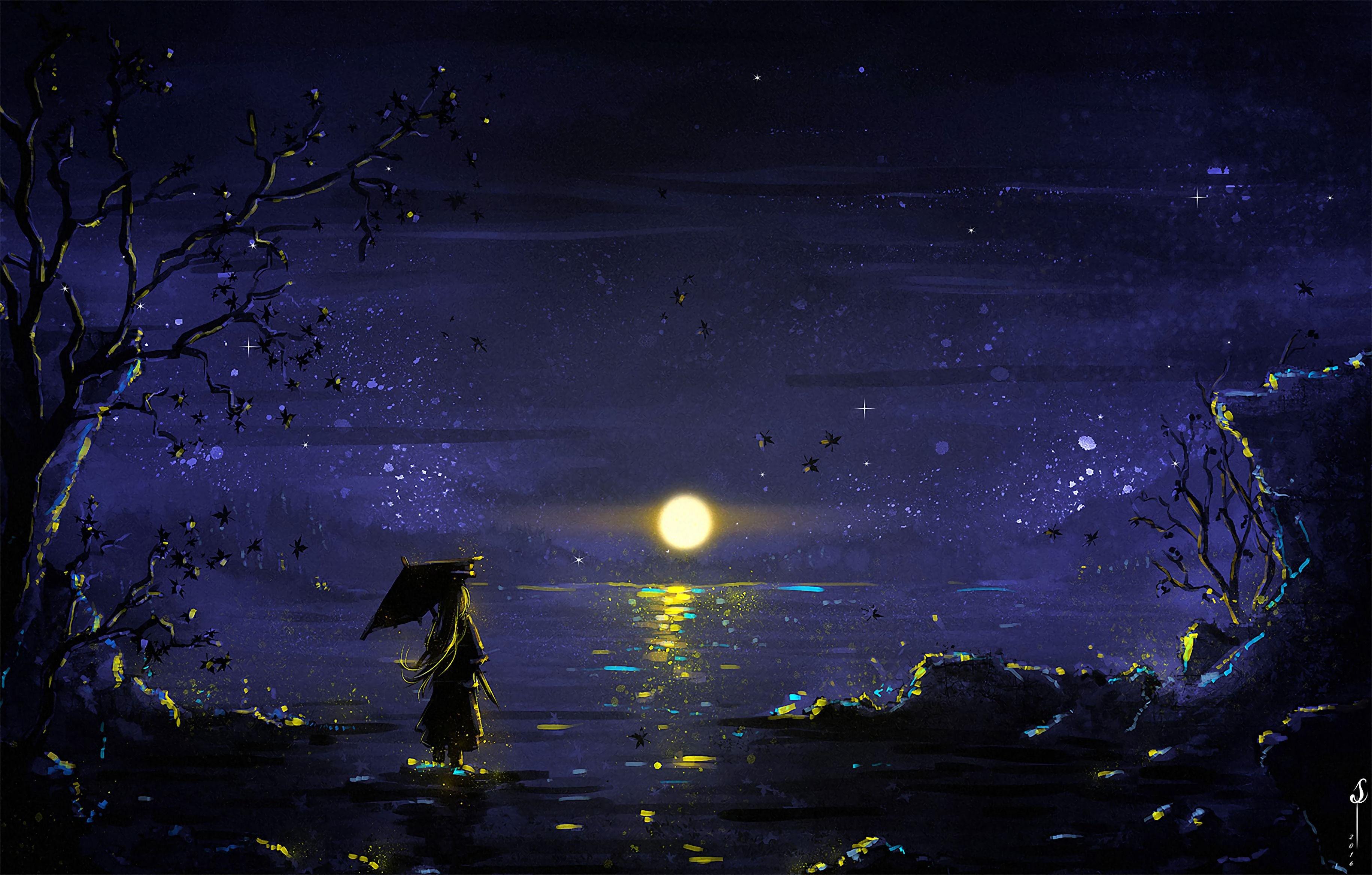Тихого свет луны. Ночной пейзаж. Красивые ночные пейзажи. Лунная ночь. Сказочный ночной пейзаж.