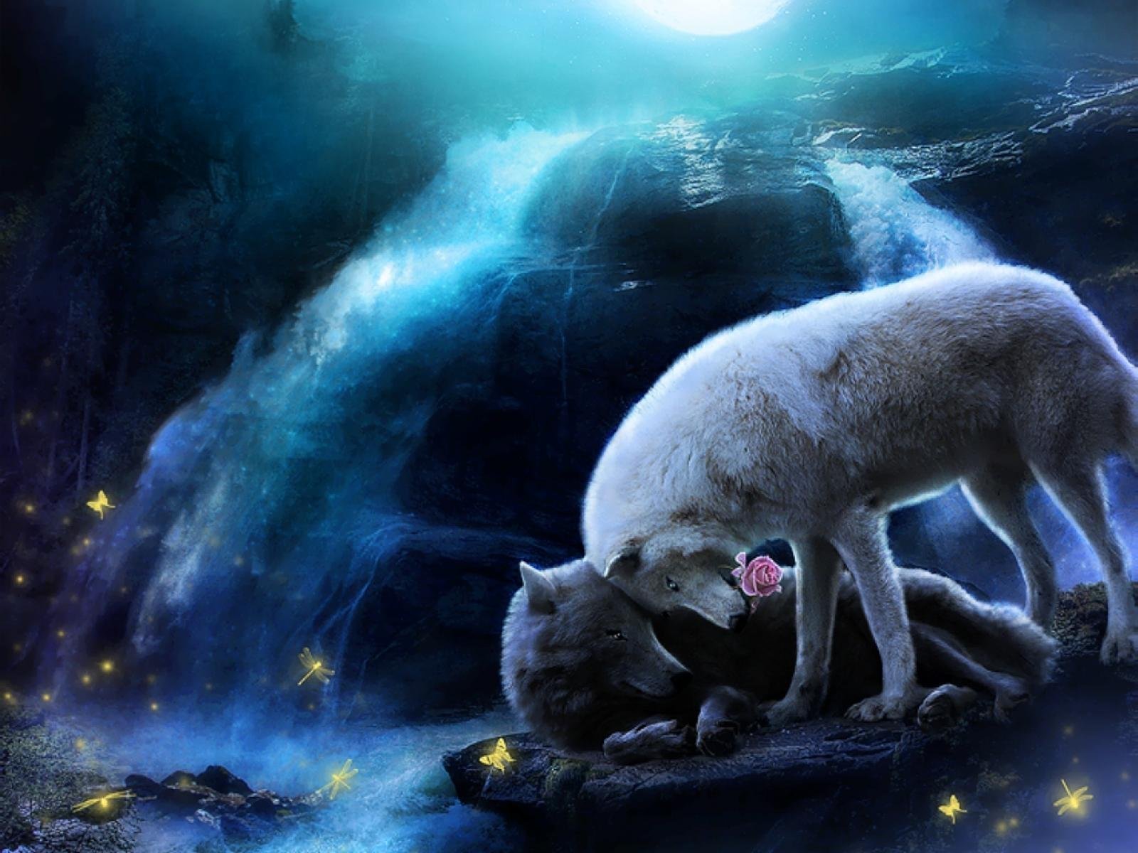 Заколдованный волк. Ночные волки. Волк в ночи. Животные под луной. Волк фэнтези.