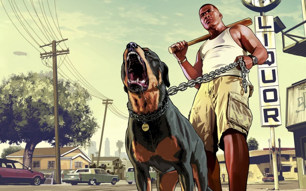 GTA 5 Франклин с собакой