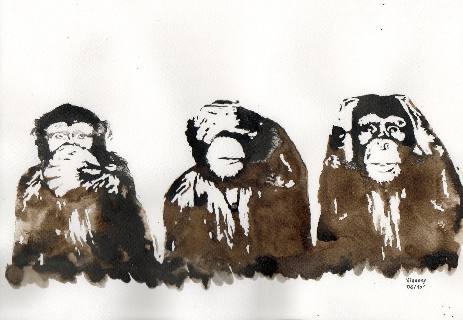 Не вижу ответа не слышу ответа. Бэнкси три обезьяны. Картины Бэнкси обезьяны. Бэенки обезьяна картина. Картина три обезьяны.