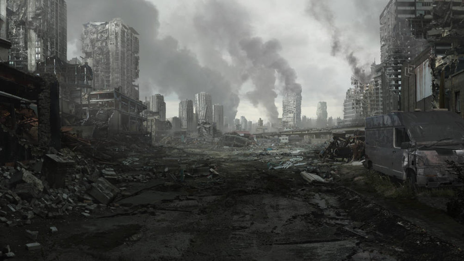 Полностью разрушенный город