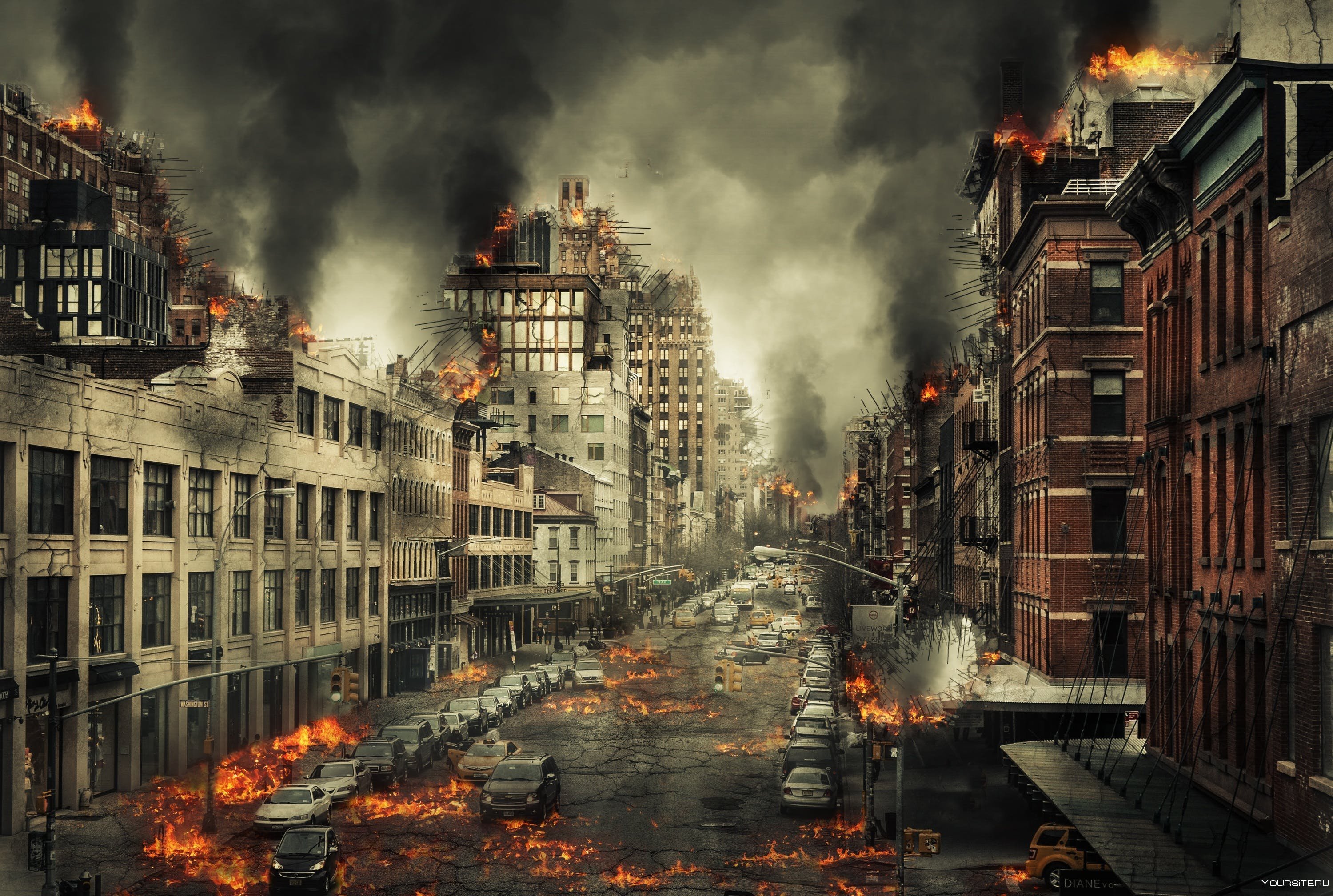 Ученые конец света. Город в огне. Разрушенный город в огне. Разрушенный город.