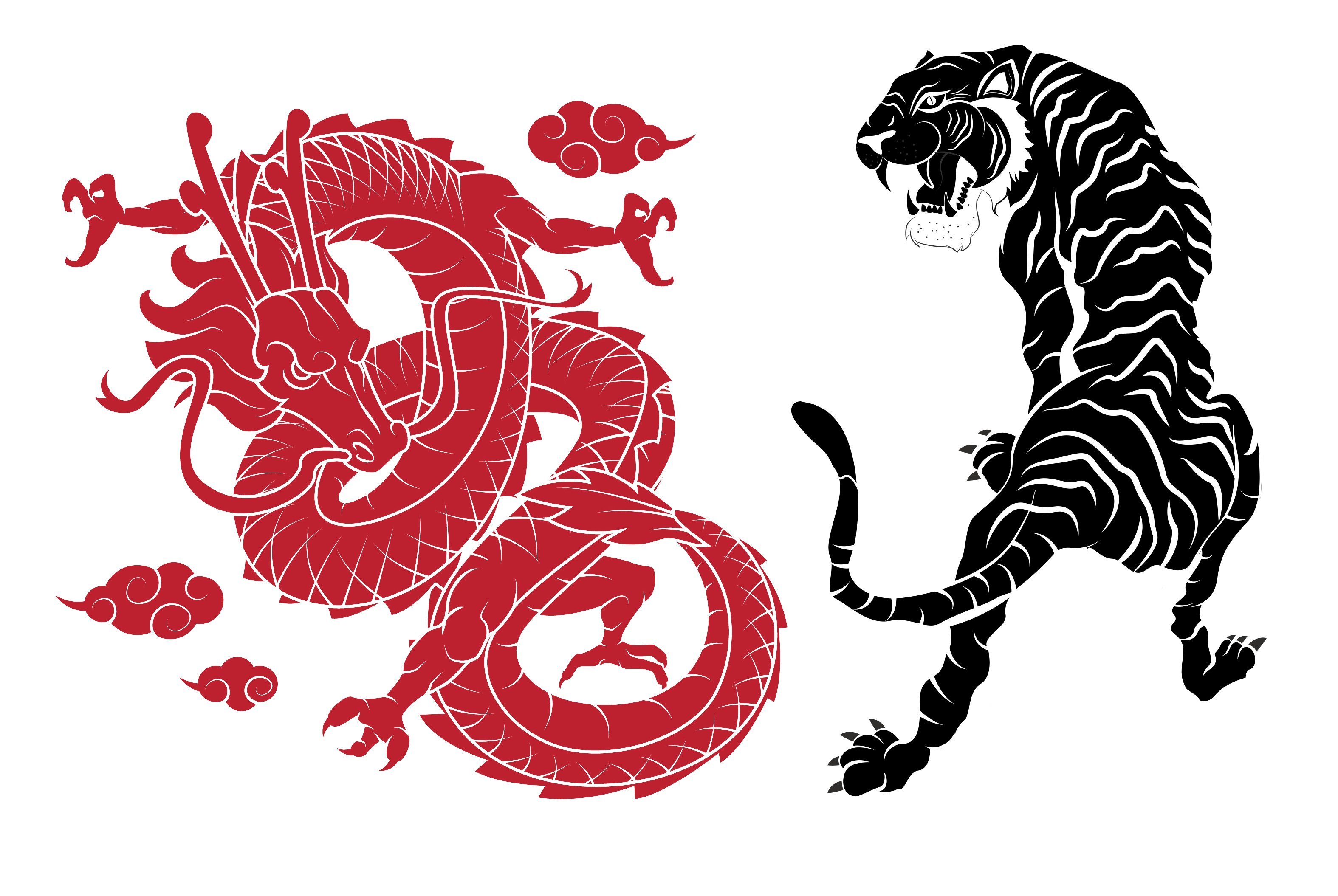 Рожденные в год тигра в 2024. Китайский дракон и тигр Инь Янь. Монада дракон тигр. Китайские узоры.