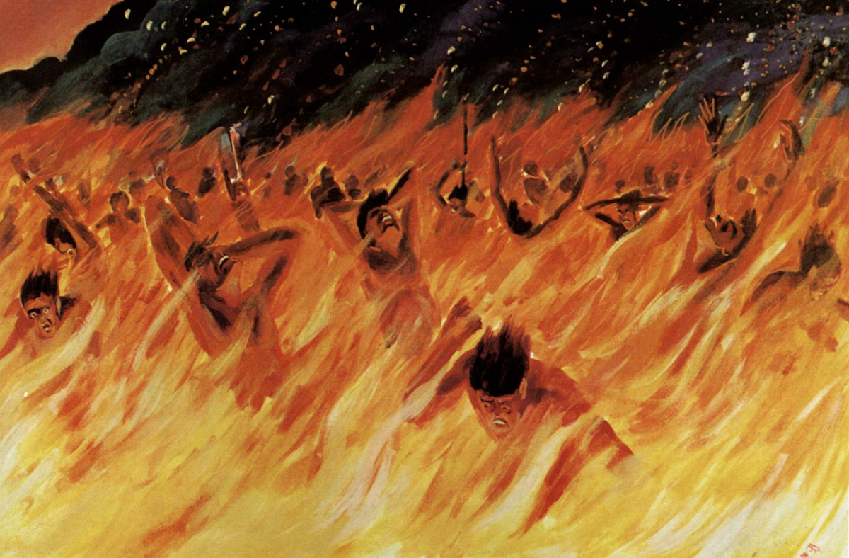 Души грешников. Огонь живопись. Огонь в аду. Огненное озеро в аду.