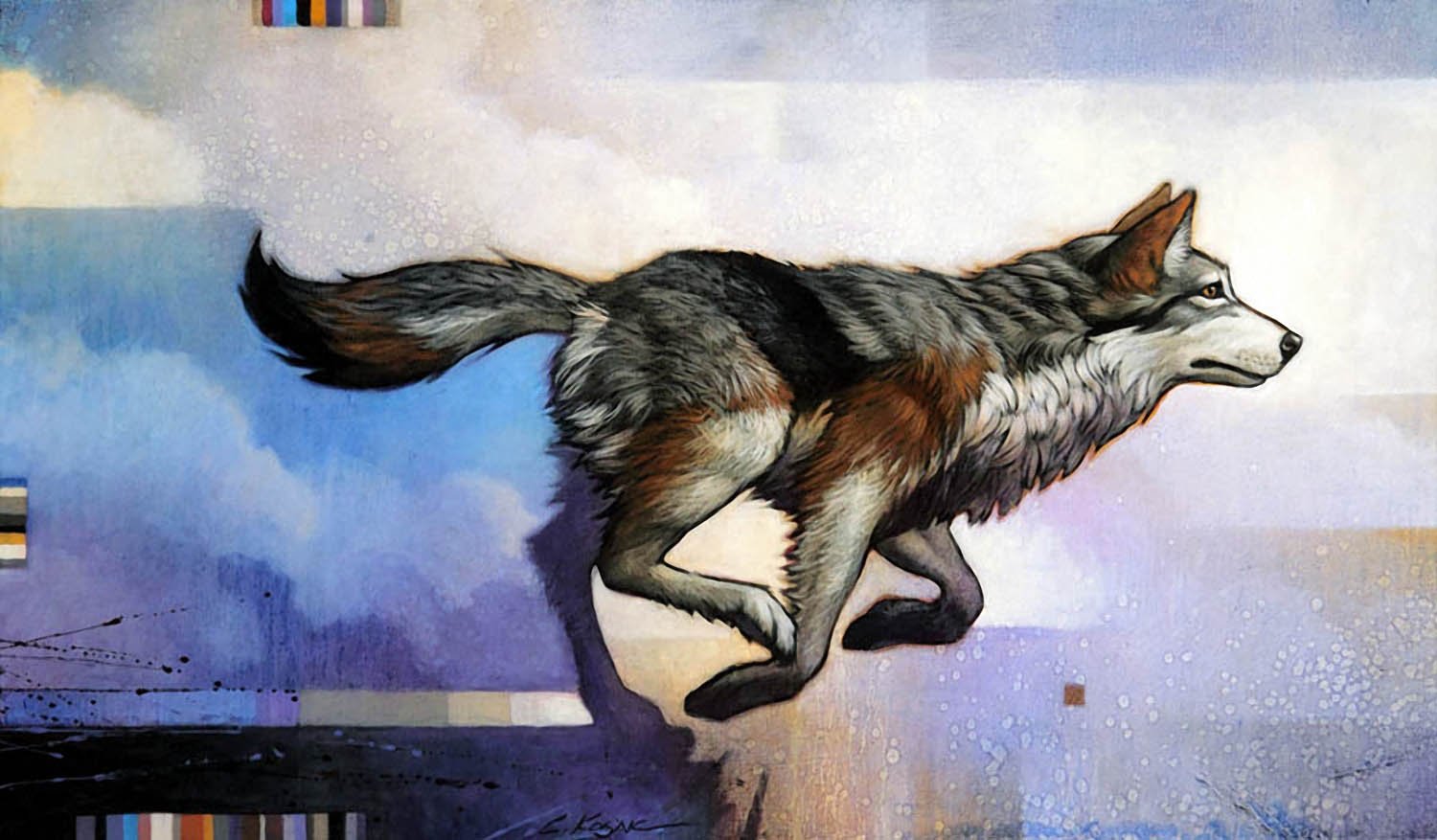 Сбежать от зверя читать. Крейг Косак художник. Волки картины художников. Бегущая с волками. Бегущий волк скульптура.