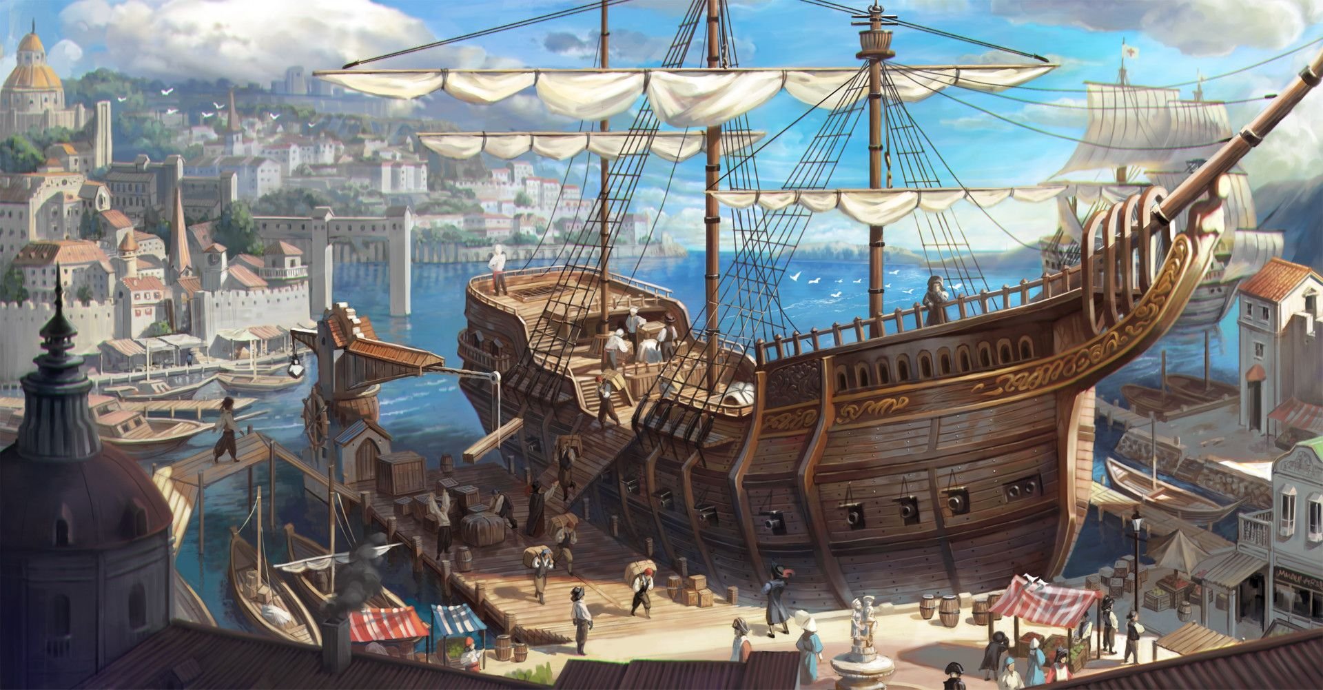 Port art fair. Тортуга порт пиратов. Среднековье порт арт. Тортуга город пиратов фэнтези. Корабельная верфь Голландия 17 век.