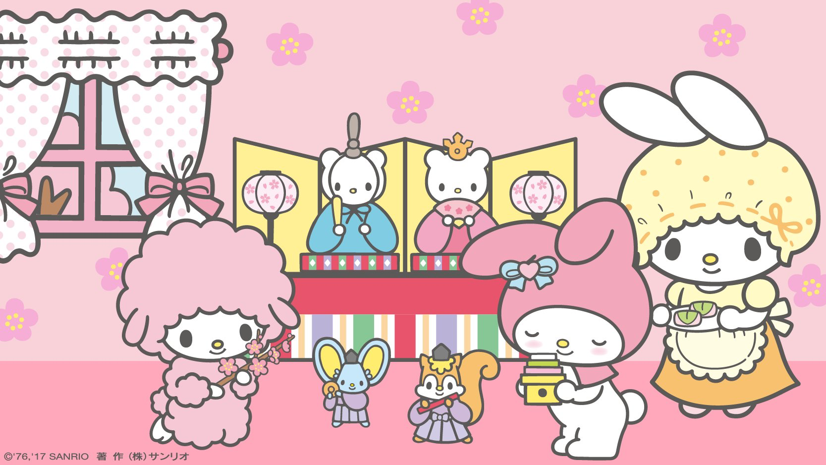 Hello kitty зайчик. Хелло Китти my Melody Sanrio. Май Свиит Санрио. Санрио обои. Фон my Melody.