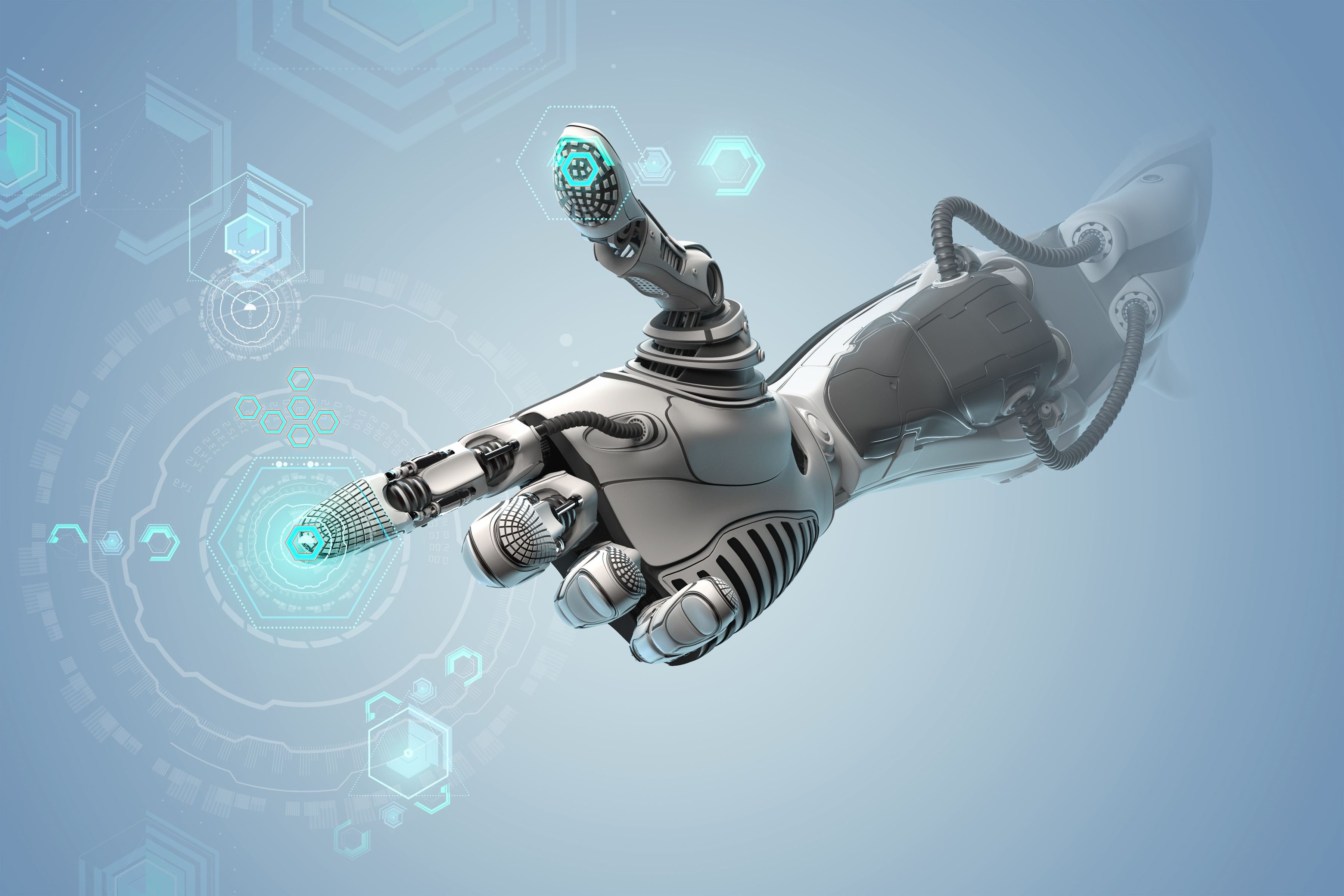 Искусственный интеллект для создания игр. Робот. Технологичные роботы. Роботы будущего. Рука робота.