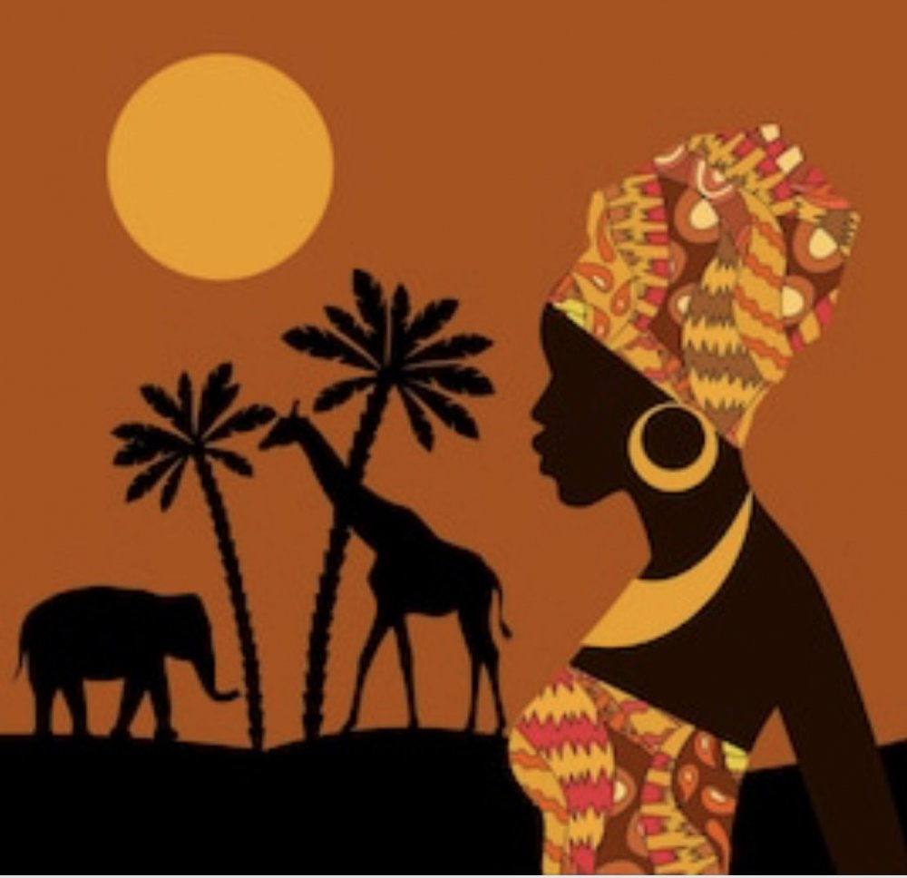 Трафареты африканских девушек на фоне природы