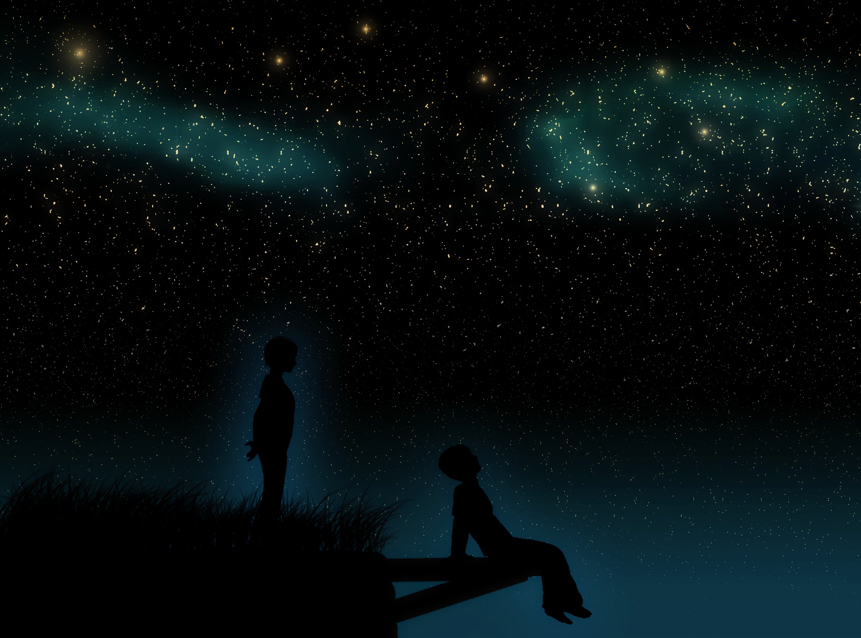 Думает мама ночь. Человек под звездами. Звезды арт. Дети под звездным небом. Мальчик и звездное небо.