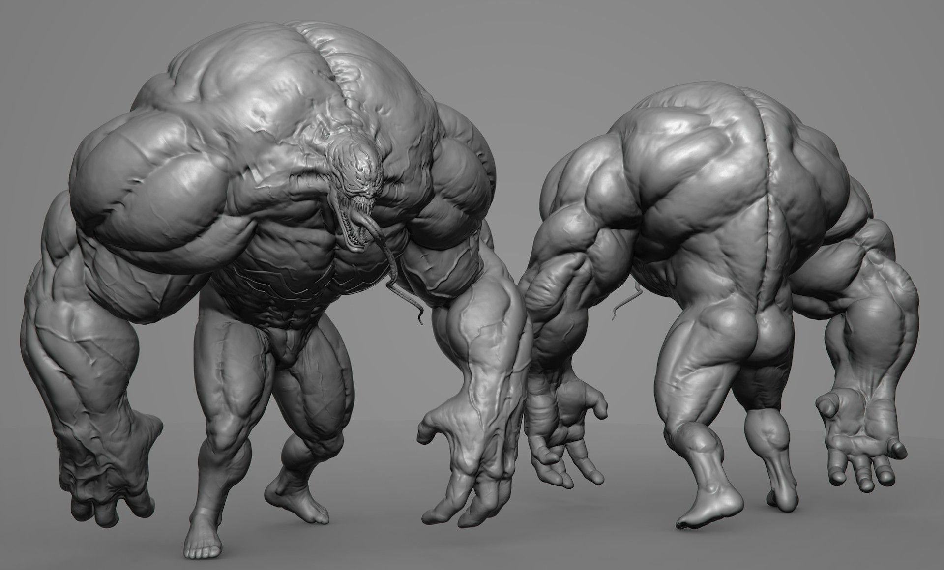 Гигантский мутант. Накаченный монстр. Мускулистый монстр. Zbrush позы.