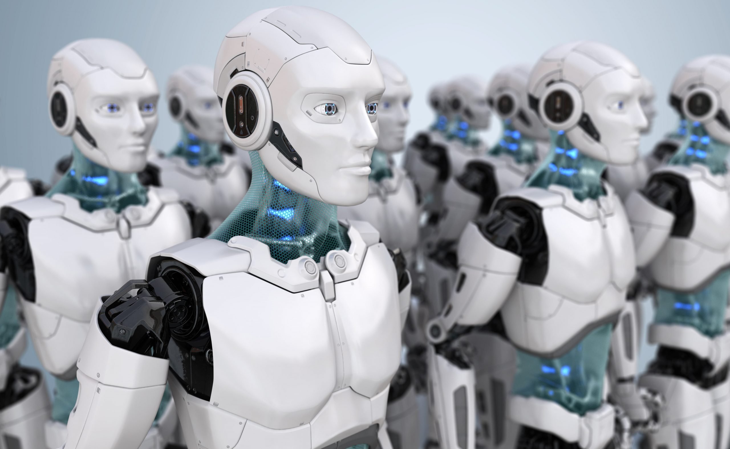 Люди станут роботами. Робот. Толпа роботов. Роботы будущего. Современные роботы.