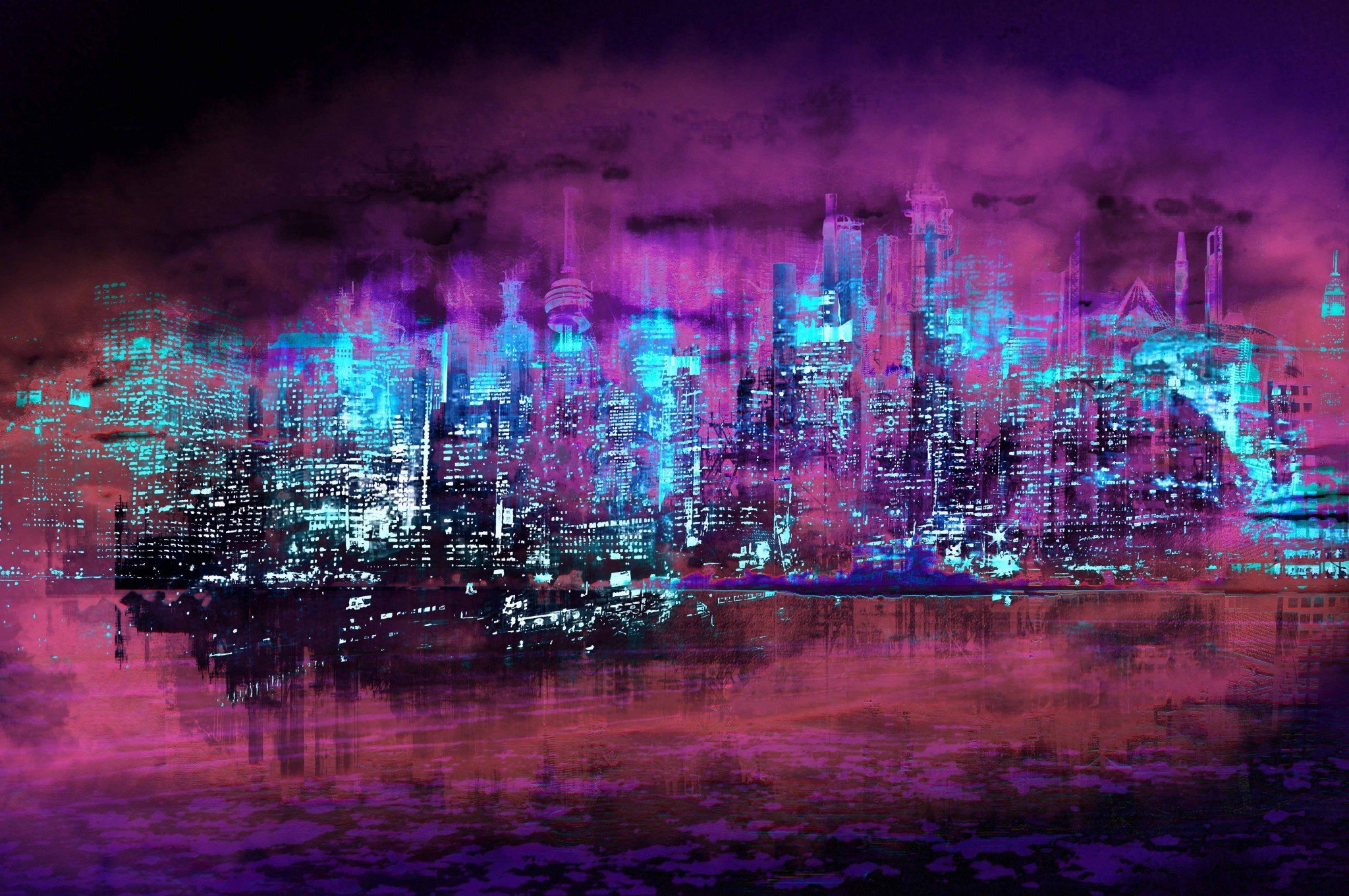 Last night city. Неоновый город (Neon City), 1991. Сайберпанк город неон. Фиолетовый город. Город абстракция.