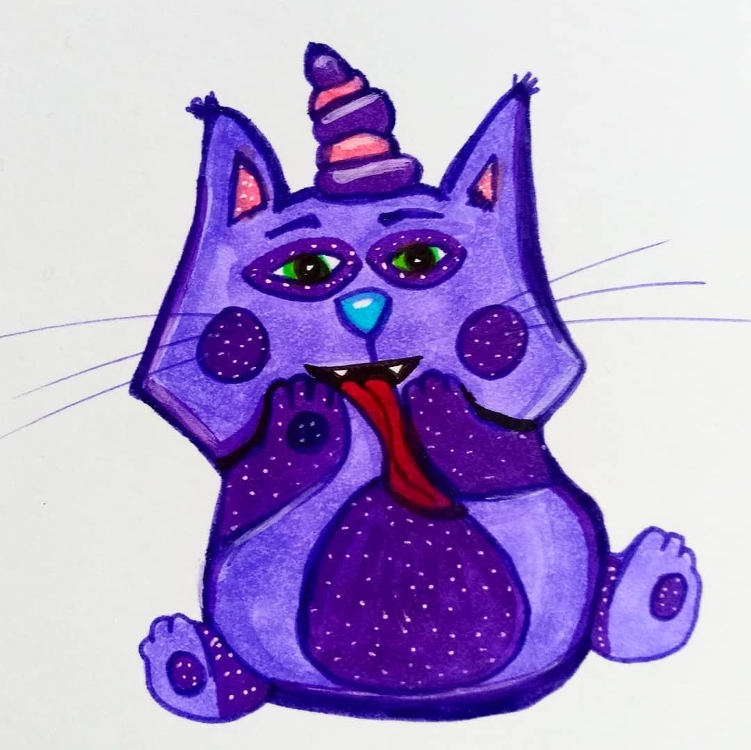 Фиолетовый кот из попи. Фиолетовый кот рисунок. Фиолетовый кот рису. Фиолетовая кошка. Фиолетовая кошка из мультика.