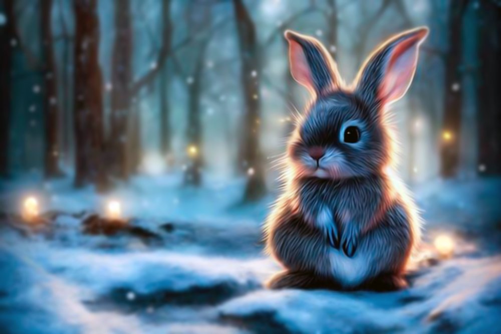 Новогодняя картинка кролик а4